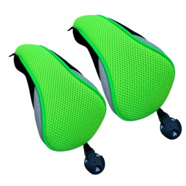 2pcs Golf Hybrid Head Covers Set Headcovers, Lime Green Golf Club Covers for Hybrids, Meshy Rescue Covers with Rotatable Number Tag