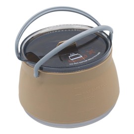 shamjina 1L Compact Collapsible Cooking Pot Travel Hiking Fishing Picnic Boiling Water Pot Outdoor Supplies, Khaki