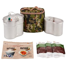 Threestar Stainless Steel Canteen kit camping cooker flameless cookware walkingcook