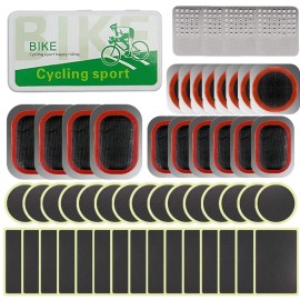 EDIONS Bike Inner Tube Patch Kits, Bicycle Tire Repair Kit with Glueless Self-Adhesive Patches, Vulcanizing Patches, Metal Rasp, Portable Storage Box for Bicycle, Motorcycle, Inflatable Rubber (Set 1)