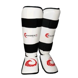 Kids Champion Shin Guards, with Instep Pads and Foot Protection, Phoenix Fight Gear Mixed Martial Arts Shin Guards for Kids, Youth shin Guards for MMA Training, Muay Thai (White, X-Small)