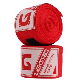 LEK?RO Boxing Hand Wraps,Professional Wrist Wraps for Boxing,Handwraps for Martial Arts Kickboxing Muay Thai MMA Training Sparring Inner Gloves for Men & Women Mitts Protector (160 inch) (Red)