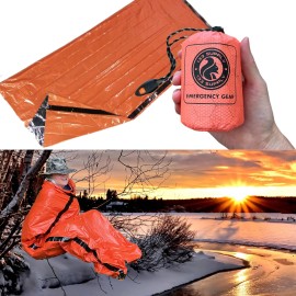 4 Emergency Sleeping Bag Survival Bag Emergency Blanket Thermal Emergency Bivy Sack Survival Gear Camping Hiking Outdoor Adventure Whistle Safety Lightweight Portable Life Emergency Supplies Shelter