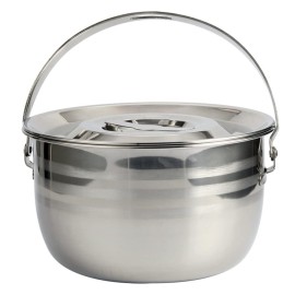 LIFKOME Stainless Steel Camping Pot with Lid Lifter Handle Camp Cookware Pot Portable Hanging Cooking Pot for Camping Cooking, BBQ, Basting, or Baking 2.5/4 Quart
