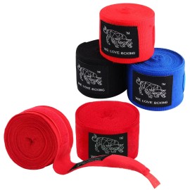 ZITOFIT Boxing Handwraps 180 inch Mexican Style Wrist Wraps - Boxing Elasticated Thumb Loop Bandages for Men Women Muay Thai MMA Kickboxing Martial Arts, Training Gym Workout - 1 Pair (Red)