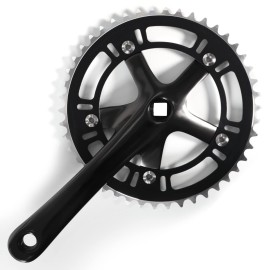 SENQI Single Speed Bicycle Crankset for Fixed Gear Bikes and Folding Bikes Aluminum Alloy Bike Crank 46T 170mm BCD130mm, Black