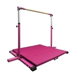 GLANT Gymnastic Kip Bar,Horizontal Bar for Kids Girls Junior,3 to 5 Adjustable Height,Home Gym Equipment,Ideal for Indoor and Home Training,1-4 Levels,300lbs Weight Capacity (Pink MAT)