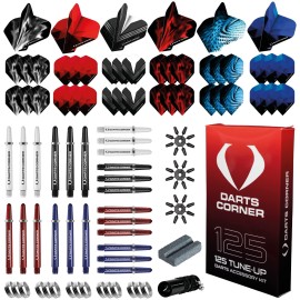 Darts Corner BX228 Tune Up Kit 125pc Accessory Pack Including 24 Shafts, 36 Flights, Point Protectors, Shaft Springs, Broken Shaft Remover and a Steel Tip Sharpening Tool