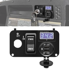 briidea 3 in 1 Multifunctional Integrated Panel with DC 12V-90V 4.2A Dual USB Charger Sockets, LED Wide Range Voltmeter & Forward Reverse Switch, Golf Cart Accessories for EZGO TXT, PDS & Medalist