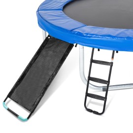 2 Pack Trampoline Ladder and Slide Set, 3 Step Wide Trampoline Safety Ladder Stairs and Strong Tear Resistant Trampoline Slide Ladder Universal Trampoline Accessories for Kid Climb up and Slide Down