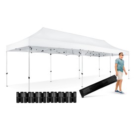 SereneLife 10x30 Pop Up Commercial Tent,Instant POP-UP Shelter,Waterproof Polyester Tent with Portable and Heavy Duty Wheels,Sandbags,Stakes and Ropes,Perfect Tent Events,Festivals,Gatherings and More