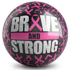 On The Ball Bowling KR Strikeforce Be Brave & Strong for The Cause - Pink Ribbon 8lb Bowling Ball Made of Polyester (8)