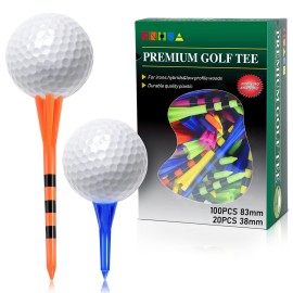 ENHUA GOLF Plastic Tees 120 Pack,3-1/4 INCH Unbreakable Long Blue Tees with 20 Short Golf Tee Bulk,Low Friction and Resistance