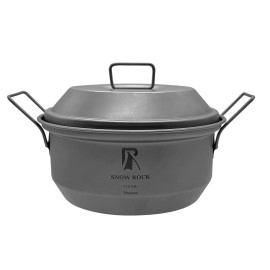 SNOW ROCK 1100ML Titanium Camping Pot Stockpot with Lid Cover Two Foldable Handles Titanium Camping Cookware Backpacking Pot Style B