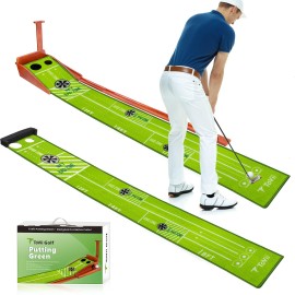 ToVii Putting Matt for Indoors - Detachable Golf Putting Mat for Two Types of Practice, Wrinkle Free Crystal Velvet Putting Green with Ball Return for Home Office, Golf Accessories for Men, Golf Gift