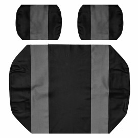 Seat Cover Replacement for Club Car Carry Golf Cart - Front Or Rear Bench Seat - Premium Marine Vinyl - 5 Panel Stitching - Staple On Installation - Two-Tone Golf Cart Seat Covers (Black & Charcoal)