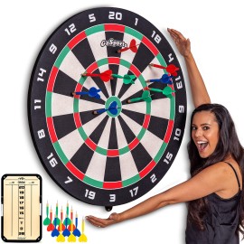 GoSports Giant 3 ft or 4 ft Cork Dartboards - Includes 12 Giant Darts and Scoreboard - New Fun Twist on Darts