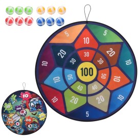 29Dart Board for Kids - Reversible & Packable Large Kids Dart Board Reversible, Fun Dart Games, Easy Hang with Adhesive Hook 12 Balls Included. for Kids Ages 4-8, 8-12 Years Old - Zombie
