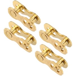 X AUTOHAUX 4 Pair 9 Speed Gold Tone Chain Master Link Joint Clips Connectors Bicycle Missing Link Reusable Speed Chain for Bike MTB Repair Parts