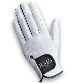 RMG Co. Premium Leather Classic White Golf Glove for Men Available in Left and Right Hand (Large, Left)