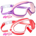 EWPJDK Kids Goggles Anti-Fog 2 Pack Swimming Goggles for kids 6-14 No Leaking Kids Swim Goggles Anti-UV Waterproof (Purple & Pink)