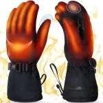 Heated Gloves for Men Women, Mens Winter Gloves Rechargeable with 5 Heating Levels, Snow Gloves for Cold Weather, Heating Gloves with Battery for Skiing Skating Cycling Camping-XL