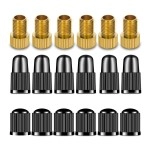 6Pcs Presta Valve Adaptor and 12Pcs Bike Tire Caps, Convert Presta to Schrader,French/UK to US, Inflate Tire Using Standard Pump or Air Compressor, for Bikes, Mountain Bikes, Road Bike and Cars
