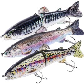 TRUSCEND Fishing Lures for Bass Trout Multi Jointed Swimbaits Slow Sinking Bionic Swimming Lures Bass Freshwater Saltwater Bass Lifelike Fishing Lures Kit