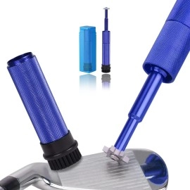 LZFAN Golf Club Groove Sharpener Regrooving Tool with Brush, 6 Sided Golf Club Cleaner Kit, Large Handle One-Piece Design Non-Slip Grip for All Irons Pitching Sand Lob Gap