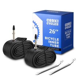 Corki Cycles Bike Inner Tubes 26 x 1.95 2.0 2.1 2.125 (Presta Valve 48mm) 2 Pack