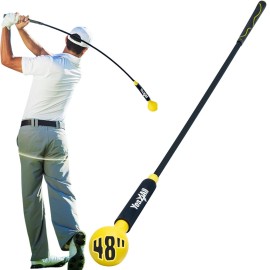 Yes4All 48 Inches Golf Swing Trainer Aid Improve Flexibility Tempo, Rhythm, Balance and Strength Training. Indoor/Outdoor Swing Correction Practice for Chipping, Driving and Hitting (Yellow)