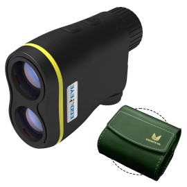 ?90% High-Trans?EGOOIEYE Golf Rangefinder with Slope, 600Yards, Pin-Seeker &Pulse Vibration, 6X Magnification, ?0.5 Yard Accuracy, 10s Continuous Scan, Premium Leather Case/CR2 Battery Included, IP54