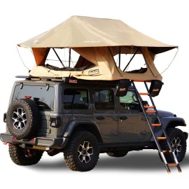 ALL-TOP 2-3Person Rooftop Tent with Rainfly & Ladder, High Density Foam Mattress, 600D Cover & 420D Waterproof Rainfly (7.9ft x 4.6ft)
