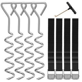 Heavy Duty Trampoline Stakes,Trampoline Anchors Kit for 15ft,14ft,12ft,10ftTrampoline,15.8inch Ground Anchors High Wind Trampoline Accessories (Silver)
