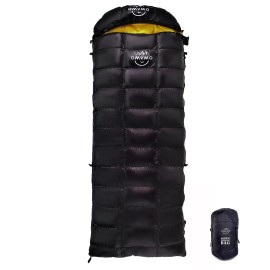 OMVMO 0 20 Degrees F Camping Sleeping Bag for Adults,4 Season Rectangle Down Fiber Sleeping Bag for Camping Hiking,Used as Blanket Quilt or Cloak (Black/0?/Left Zipper, Long(Fits up to 66))