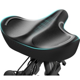 GINEOO Oversized Bike Seat, Extra Wide Comfort Pure Memory Foam Bicycle Seat Cushion, Compatible Saddle Replacement with Electric Bike, Exercise, Cruiser, Road Bike for Men & Women (Black)