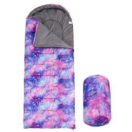 Holawakaka Galaxy Sleeping Bag for Adults 3 Season Warm Cold Weather Waterproof Lightweight Slumber Bags for Adults Teens Kids Camping Backpacking Hiking Outdoor Travel,Purple Small Left Zipper