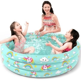 Jasonwell Inflatable Baby Kiddie Pool - Kids Paddling Pool Toddler Baby Swimming Pool Blow Up Ball Pit Pool Infant Wading Pool for Backyard (51in Unicorn)