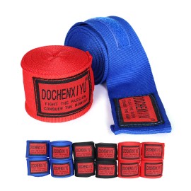 DOCHENXIYU Elastic Professional 180 inch Boxing Hand Wraps for Boxing Kickboxing Muay MMA Boxing Gloves Men(Black Blue red 4 Each)