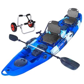 Tandem Fishing Angler Kayak 2 or 3 Person 12.5sit on top 550lbs Capacity w/Kayak Trolley Ocean Lakes Rivers Adult Youths Kids Family Pesca canoas caiaques ca? pescar kyak cayac Personas