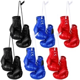 Maitys 12 Pcs Mini Boxing Gloves Miniature Punching Gloves Boxing Accessories Boxing Gifts Holiday Christmas Ornament Hanging Decoration Souvenir Display Party for Car (Black, Blue, Red,2.2 Inch)