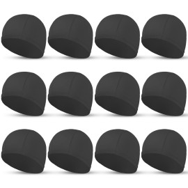 12 Pieces Cloth Elastic Swim Caps for Both Women & Men & Kids Fabric Durable Non-Waterproof Swimming Pool Cap Bathing Cap (Black)