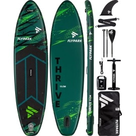 Flypark 11'x34'' Super Wide Inflatable Stand Up Paddle Board, Ultra Stable Wide SUP for 2 People/Family/Big Size w/Shoulder Strap, Big 100L Backpack, Dual Bungees for Fishing, All-Round Sup Board