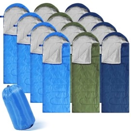 12 Pcs Backpacking Sleeping Bag Compact Camping Sleeping Bags Lightweight Winter Camping Gear Travel Sleep Bag Waterproof Camping Gear Equipment for Kid Adult Girl Boy Warm Cool Weather Hiking Outdoor