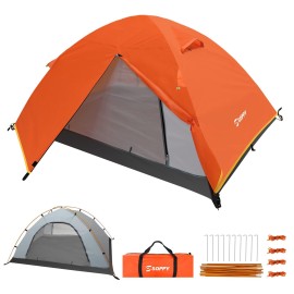 LAMA 2 Person Lightweight Backpacking Tent, Waterproof Camping Tent, 4 Seasons Windproof Hiking Tent, Two Doors/Easy Setup/Double Layer/Outdoor Tents for Hunting Hiking Mountaineering,Orange