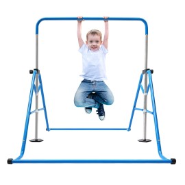 Kids Gymnastic Horizontal Bar, Fun Gymnastics Bars Adjustable Folding Gymnastics Bar Junior Training Bar Gymnastics Equipment for Home, 45.27-61in Height Adjustable, Max Load: 100kg/220.5lbs (Blue)