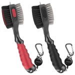 THIODOON 2 Pack Golf Club Brushes and Groove Cleaner with Magnetic Keychain Oversized Golf Brush Head and Retractable Spike Super Non-Slip Handle Comfortable Grip Golf Club Cleaner (2pcs Black & Red)