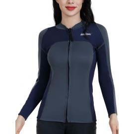 Womens Wetsuit Top, 1.5mm Ladies Long Sleeve Neoprene Wetsuit Jacket Tops for Swimming Water Aerobics Diving Surfing and Boating