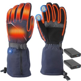 True Rechargeable Electric Heated Thermal Gloves w/ 8 Hrs 4000mAh x2 Hi-Capacity Li-on Battery Unisex Extra Thick Waterproof Windproof Fast Heating Hand Warmers M-L for Men Women Winter Ski Motorcycle
