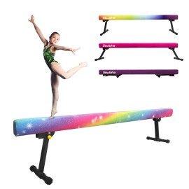 Sealoha 8ft Ultrasimple Adjustable&Foldable Balance Beam,High-Low Floor Beam Suede Gymnastics Equipment,No Tool Require, Gymnastics Beam for Training&Professional HomeTraining